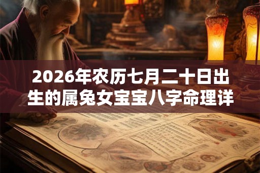 2026年农历七月二十日出生的属兔女宝宝八字命理详解