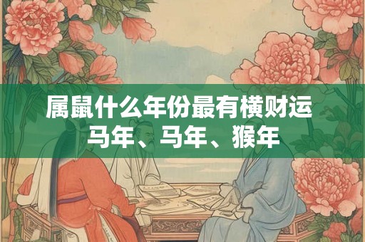 属鼠什么年份最有横财运 马年、马年、猴年