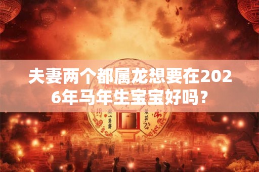 夫妻两个都属龙想要在2026年马年生宝宝好吗? 夫妻两个都属龙想要在2026年马年生宝宝好吗?