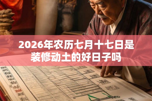 2026年农历七月十七日是装修动土的好日子吗