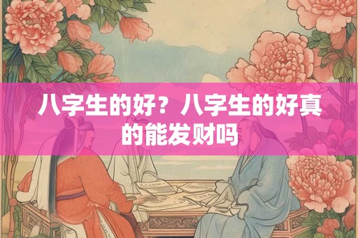 八字生的好？八字生的好真的能发财吗