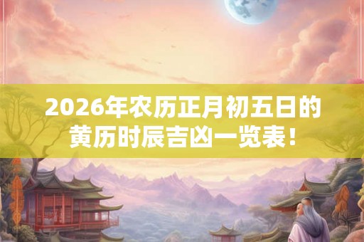 2026年农历正月初五日的黄历时辰吉凶一览表！