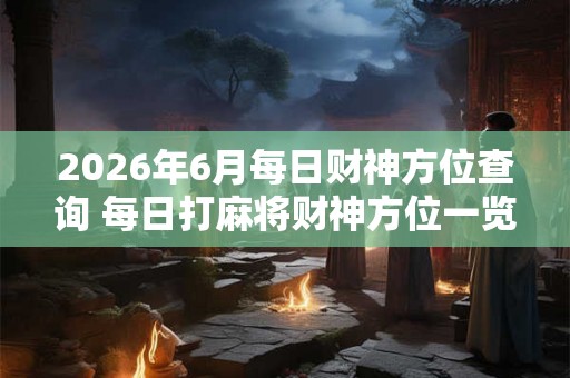 2026年6月每日财神方位查询 每日打麻将财神方位一览表
