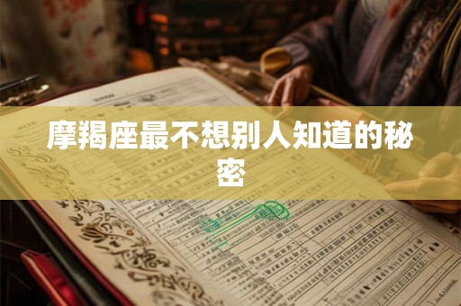 摩羯座最不想别人知道的秘密