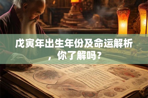 戊寅年出生年份及命运解析，你了解吗？