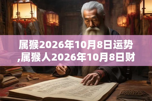 属猴2026年10月8日运势,属猴人2026年10月8日财运,生肖猴2026年10月8日运势