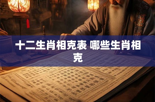十二生肖相克表 哪些生肖相克