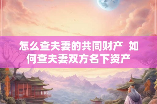 怎么查夫妻的共同财产  如何查夫妻双方名下资产