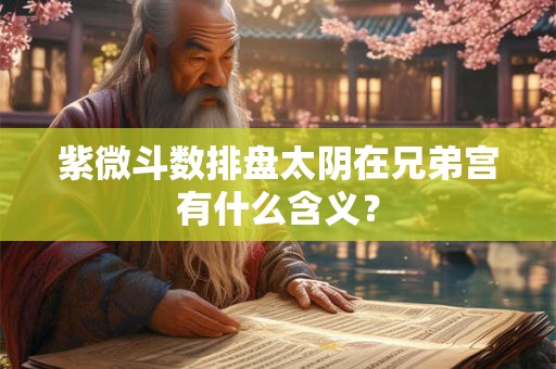 紫微斗数排盘太阴在兄弟宫有什么含义? 紫微斗数排盘太阴在兄弟宫有什么含义?