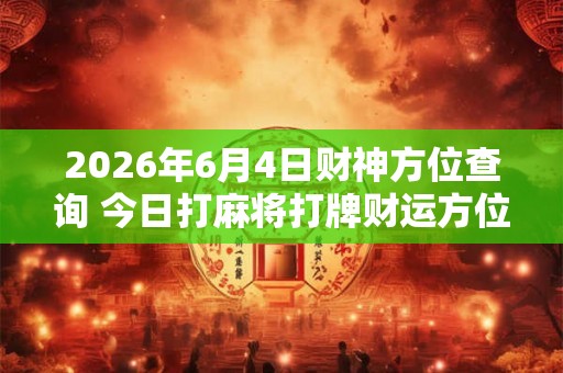 2026年6月4日财神方位查询 今日打麻将打牌财运方位