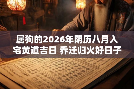 属狗的2026年阴历八月入宅黄道吉日 乔迁归火好日子 属狗的2026年阴历八月入宅黄道吉日 乔迁归火好日子