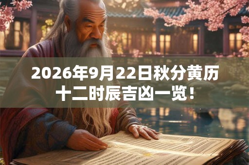 2026年9月22日秋分黄历十二时辰吉凶一览! 2026年9月22日秋分黄历十二时辰吉凶一览!