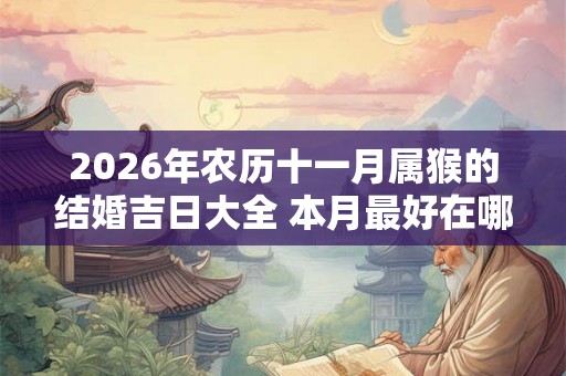 2026年农历十一月属猴的结婚吉日大全 本月最好在哪天办喜事