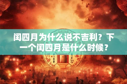闰四月为什么说不吉利？下一个闰四月是什么时候？