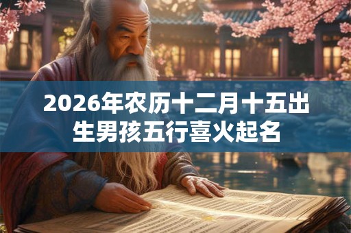 2026年农历十二月十五出生男孩五行喜火起名