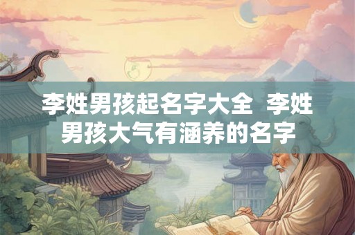 李姓男孩起名字大全  李姓男孩大气有涵养的名字