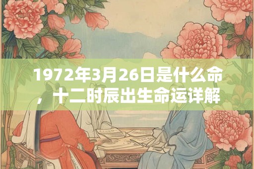 1972年3月26日是什么命,十二时辰出生命运详解 1972年3月26日是什么命,十二时辰出生命运详解