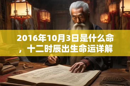 2016年10月3日是什么命，十二时辰出生命运详解