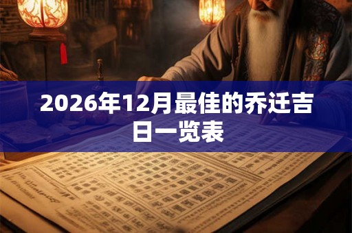 2026年12月最佳的乔迁吉日一览表