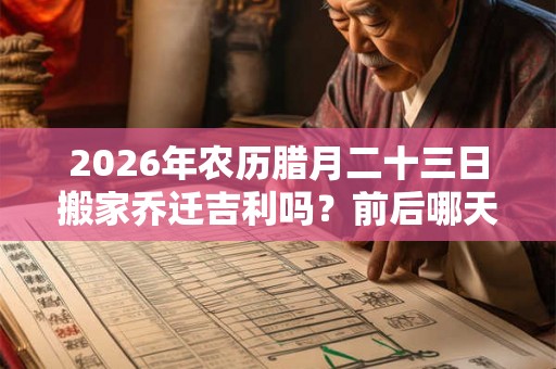 2026年农历腊月二十三日搬家乔迁吉利吗？前后哪天搬家好？