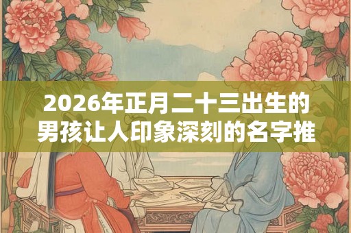 2026年正月二十三出生的男孩让人印象深刻的名字推荐