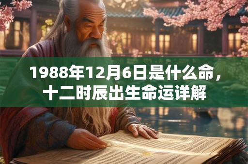 1988年12月6日是什么命,十二时辰出生命运详解 1988年12月6日是什么命,十二时辰出生命运详解