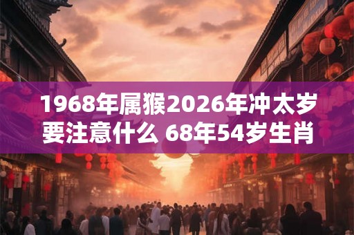 1968年属猴2026年冲太岁要注意什么 68年54岁生肖猴逢虎年运势如何