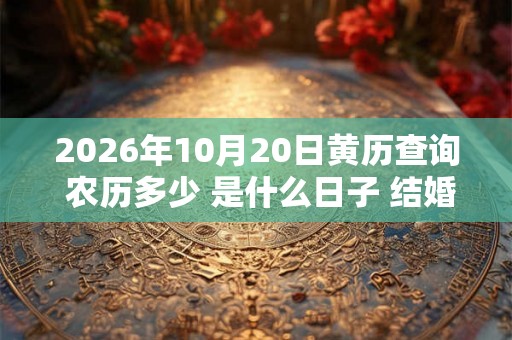 2026年10月20日黄历查询 农历多少 是什么日子 结婚吉时