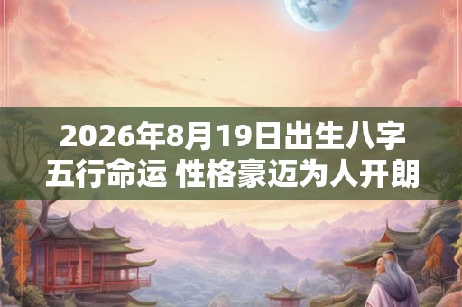 2026年8月19日出生八字五行命运 性格豪迈为人开朗