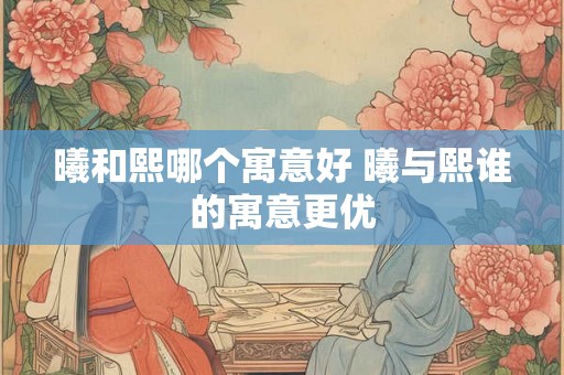 曦和熙哪个寓意好 曦与熙谁的寓意更优 曦和熙哪个寓意好 曦与熙谁的寓意更优