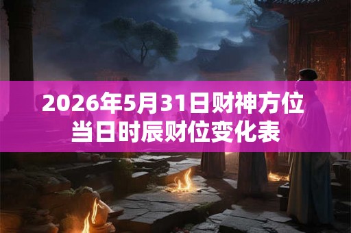 2026年5月31日财神方位 当日时辰财位变化表