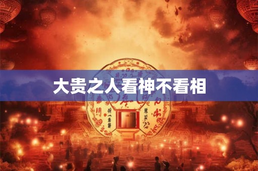 大贵之人看神不看相
