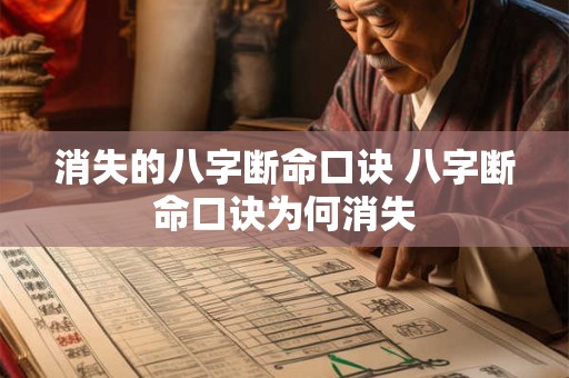 消失的八字断命口诀 八字断命口诀为何消失