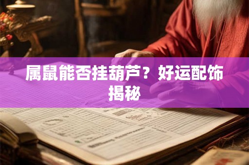 属鼠能否挂葫芦?好运配饰揭秘 属鼠能否挂葫芦?好运配饰揭秘