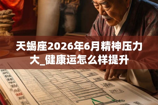 天蝎座2026年6月精神压力大_健康运怎么样提升 天蝎座2026年6月精神压力大_健康运怎么样提升