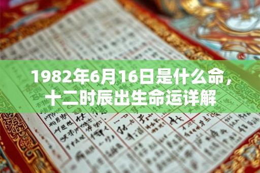 1982年6月16日是什么命，十二时辰出生命运详解