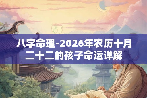 八字命理-2026年农历十月二十二的孩子命运详解