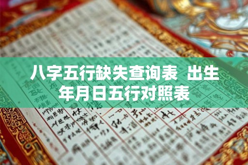 八字五行缺失查询表  出生年月日五行对照表
