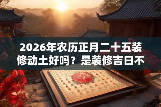 2026年农历正月二十五装修动土好吗？是装修吉日不