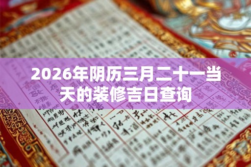 2026年阴历三月二十一当天的装修吉日查询