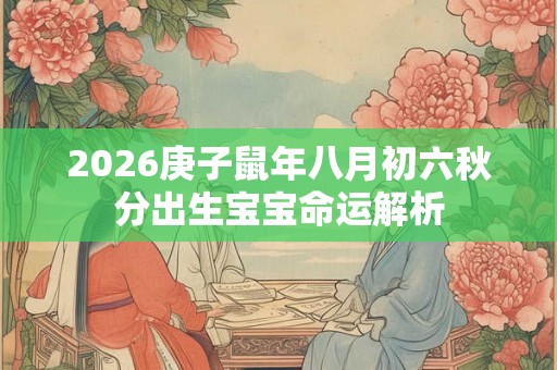 2026庚子鼠年八月初六秋分出生宝宝命运解析