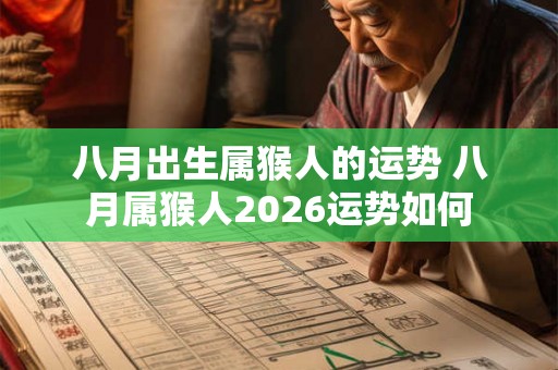 八月出生属猴人的运势 八月属猴人2026运势如何