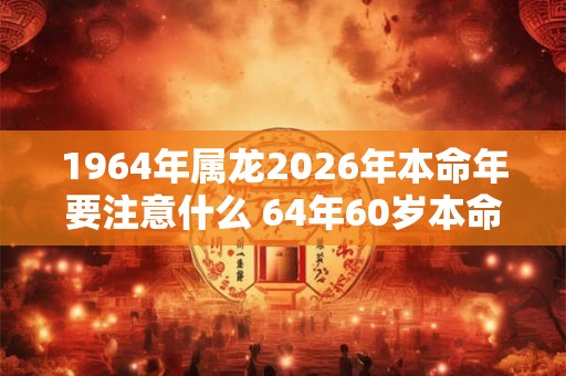 1964年属龙2026年本命年要注意什么 64年60岁本命年佩戴什么旺运 1964年属龙2026年本命年要注意什么 64年60岁本命年佩戴什么旺运