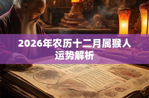 2026年农历十二月属猴人运势解析