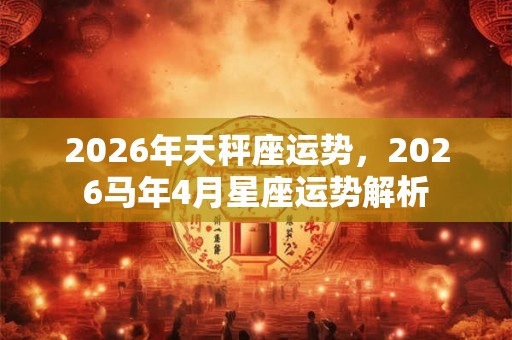 2026年天秤座运势，2026马年4月星座运势解析