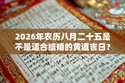 2026年农历八月二十五是不是适合结婚的黄道吉日？