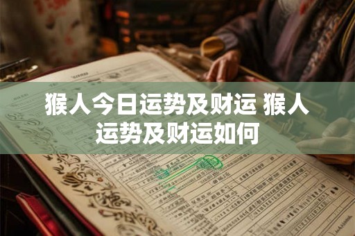 猴人今日运势及财运 猴人运势及财运如何