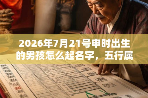 2026年7月21号申时出生的男孩怎么起名字，五行属什么