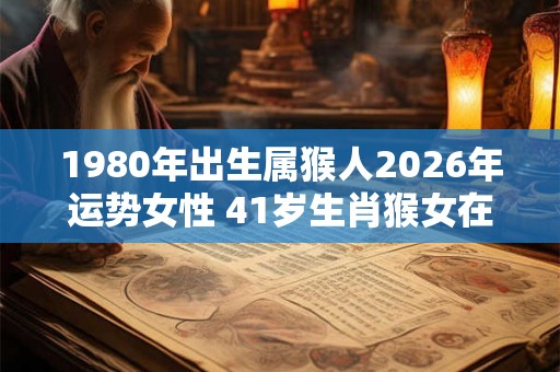 1980年出生属猴人2026年运势女性 41岁生肖猴女在2026年运气如何