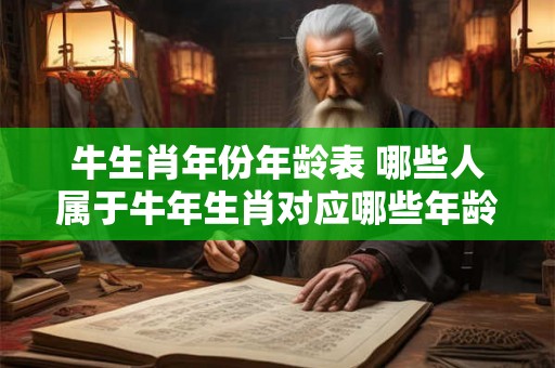 牛生肖年份年龄表 哪些人属于牛年生肖对应哪些年龄